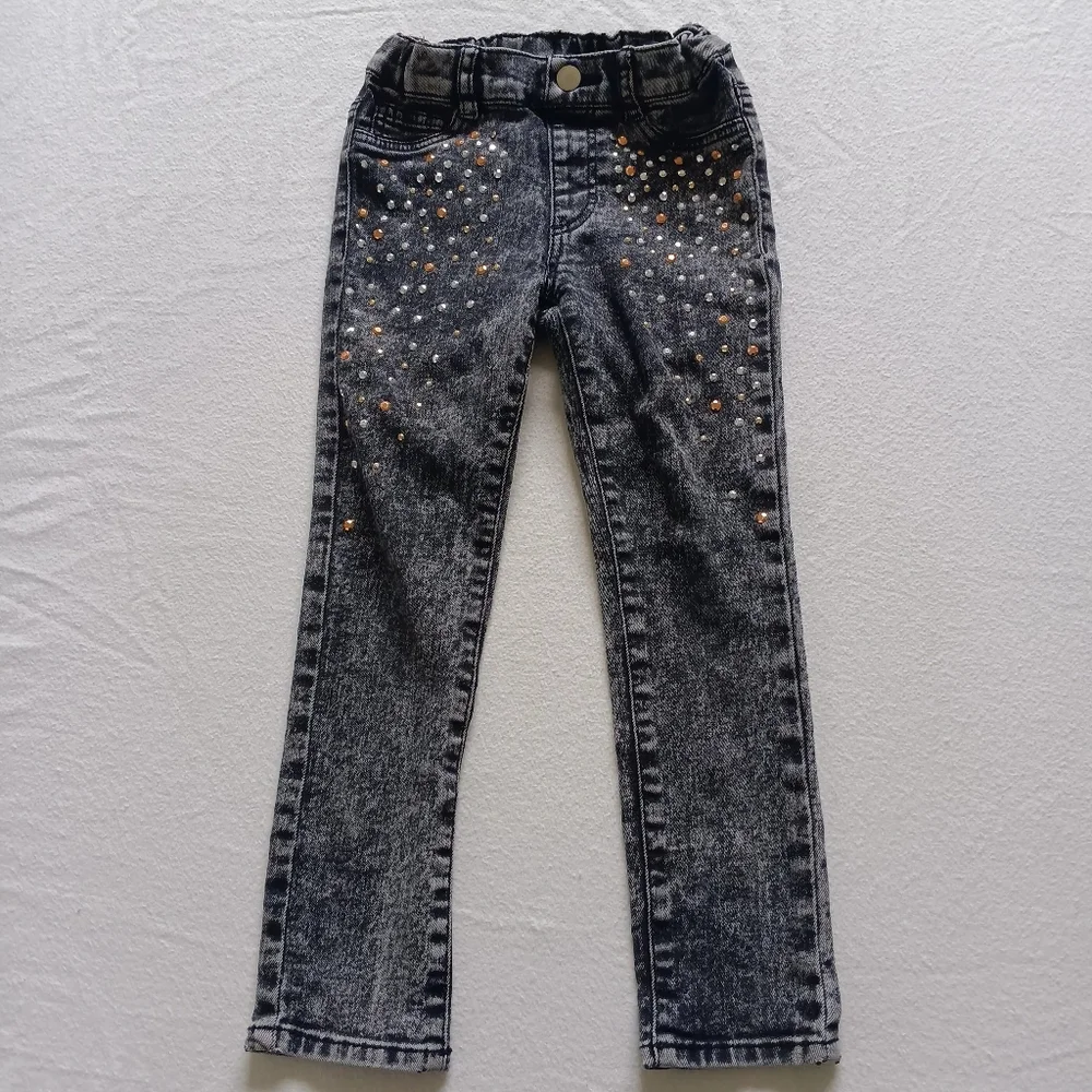 H&M Sz 3-4T Gray Skinny Jeans with Distressed Pattern Re